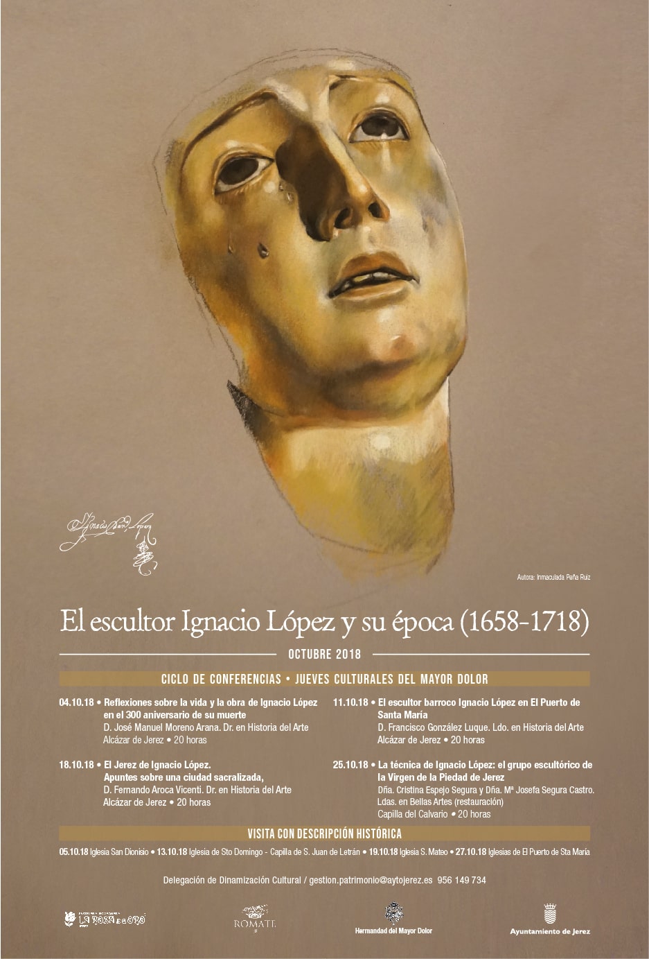 Cartel para el Ciclo de Conferencias sobre el escultor Ignacio López ilustrado por la Artista Plástica Inma Peña