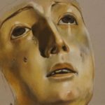 Detalle del dibujo a Pastel de Nuestra Señora del Mayor Dolor, obra barroca de Ignacio López.