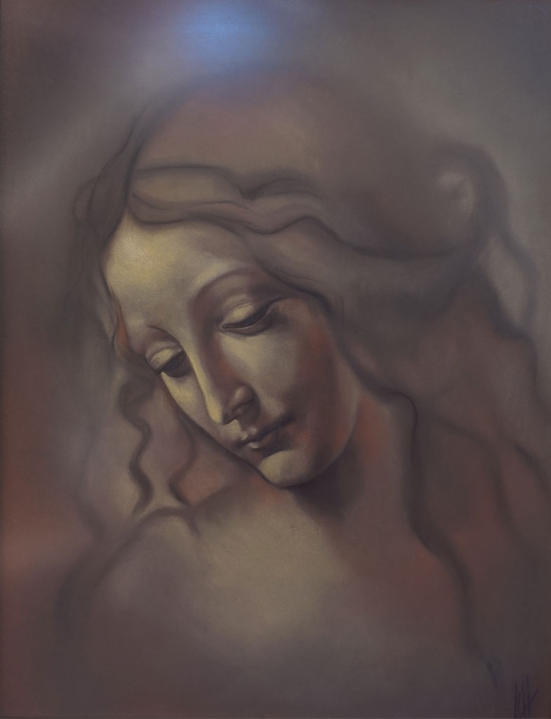 Cabeza de Muchacha, versión de Leonardo Da Vinci realizada a Pastel por la artista plástica jerezana Inmaculada Peña en mayo del 2004.