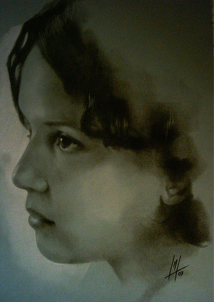 Retrato a pastel de Cristina realizado por la Artista Plástica Inma Peña en 2007