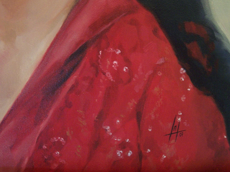 Retrato al óleo de Madrina por la Artista Plástica Inma Peña en 2007 (detalle)