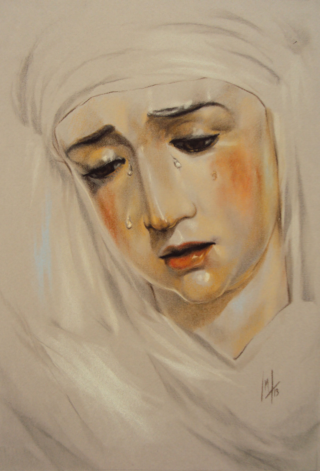 Nuestra Señora de La Piedad. Inmaculada Peña Ruiz. 2013. Pastel, 22 x 30 cm. Colección particular, Jerez.