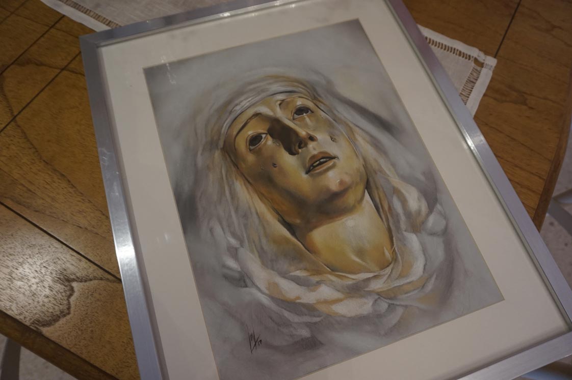 Retrato a pastel de Nuestra Señora del Mayor Dolor por la Artista Plástica Inma Peña en 2017.