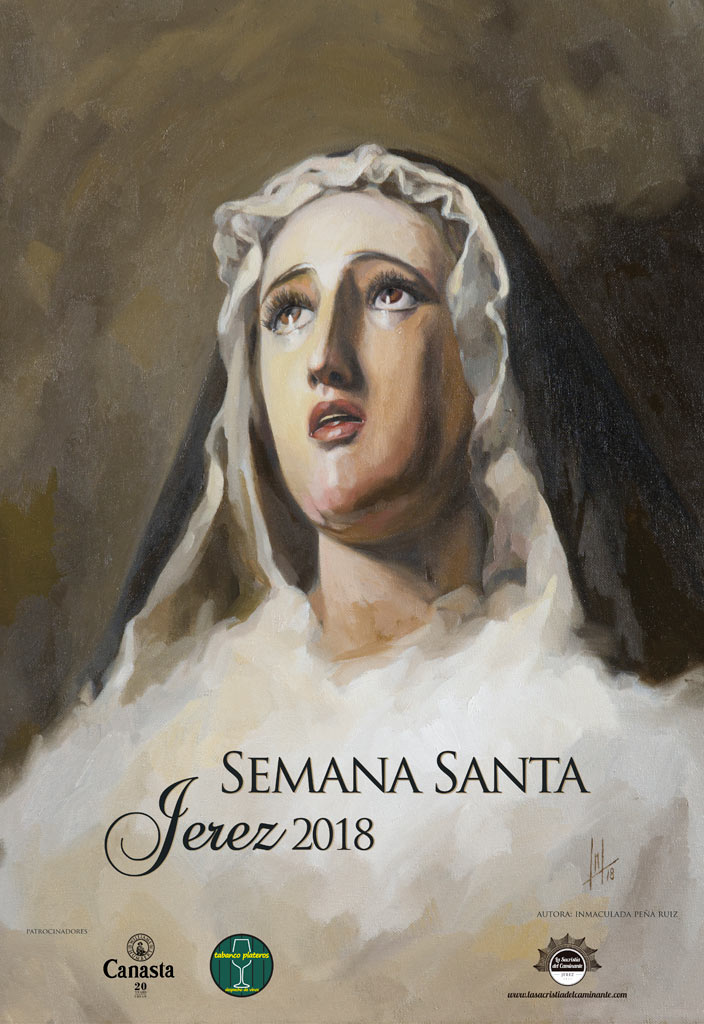 Cartel Semana Santa Jerez 2018, realizado por la Artista Plástica Inma Peña, para La Sacristía del Caminante.