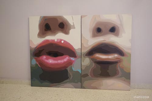 Pinturas que forman parte de la Serie Bésame, realizadas por la Artista Plástica Inma Peña