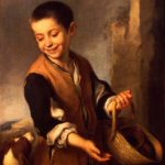Muchacho con un perro. Bartolomé Estéban Murillo. Anterior a 1600, Óleo sobre lienzo, 74x60 cm. San Peterburgo, Rusia. Museo del Hermitage.