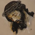 Santo Crucifijo de la Salud. Realizado por Inmaculada Peña Ruiz. 2021. Pastel, 22 x 30 cm. 