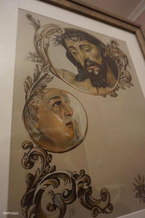 Diseño Ornamental Papeleta de Sitio. Inmaculada Peña Ruiz. 2021, Pastel sobre papel, 42 x 29,7 cm. Sevilla, España. Hermandad Sacramental de las Siete Palabras.