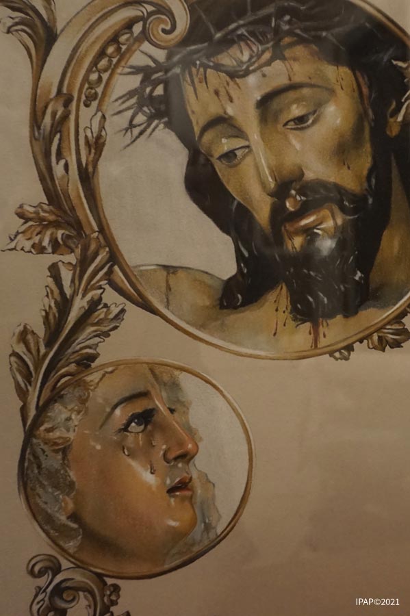 Diseño Ornamental Papeleta de Sitio. Inmaculada Peña Ruiz. 2021, Pastel sobre papel, 42 x 29,7 cm. Sevilla, España. Hermandad Sacramental de las Siete Palabras.