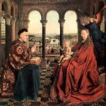 La Virgen del Canciller Rolin, Jan Van Eyck. 1434–1435?, Óleo sobre tabla 60x62 cm. París, Museo del Louvre, Francia.