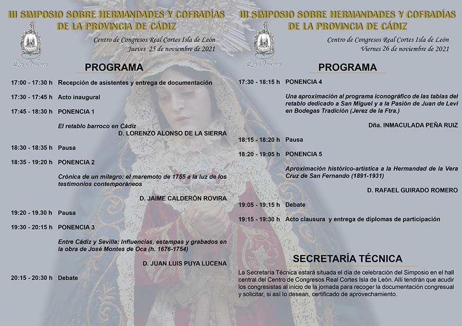 Programa del III Simposio de Hermandades y Cofradías de la provincia de Cádiz