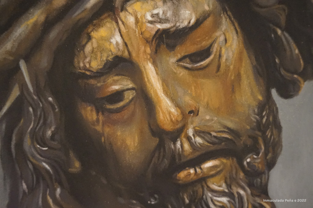 Retrato a Pastel de Nuestro Padre Jesús del Gran Poder de Juan de Mesa, realizado por la artista Inmaculada Peña Ruiz en 2022