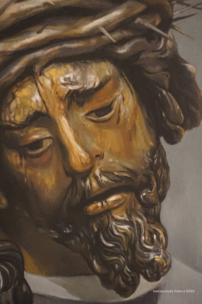 Retrato a Pastel de Nuestro Padre Jesús del Gran Poder de Juan de Mesa, realizado por la artista Inmaculada Peña Ruiz en 2022
