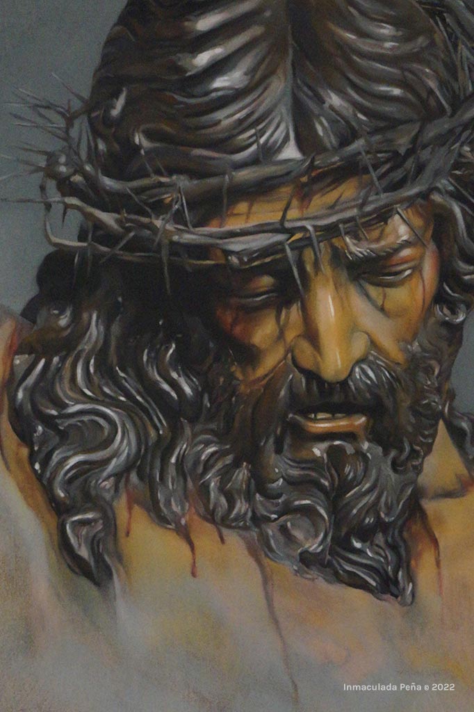 Retrato a Pastel del Santísimo Cristo de las Almas realizado por la artista Inmaculada Peña Ruiz en 2022