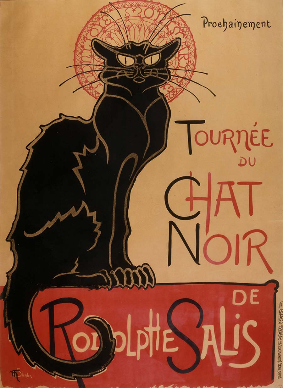 Tournée du Chat Noir de Rodolphe Salis, Théophile Alexandre Steinlen. 1896, Grabado, 136 x 96 cm. Museo de Arte Contemporáneo de Los Ángeles. Estados Unidos.