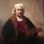 Autorretrato con paleta y pinceles. Rembrandt Harmenszoon van Rijn. Hacia 1665, Óleo sobre lienzo 114,3x94 cm. Londres, Kenwook House